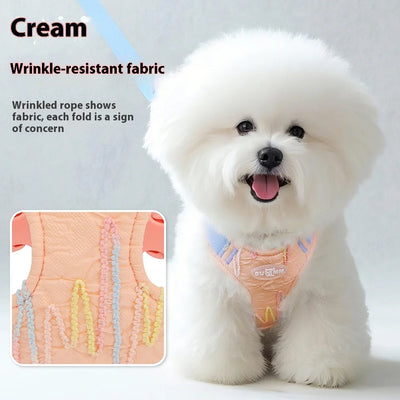Cute Korean-Style Dog Harness & Leash – No-Pull Adjustable Vest for Small Pets, Ideal for Walks