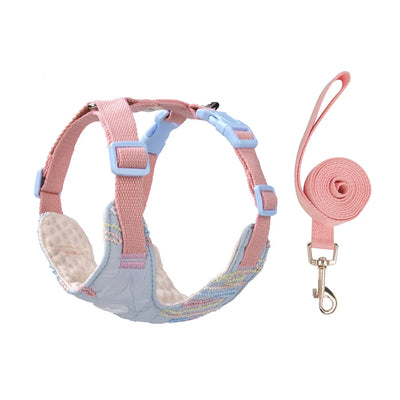 Cute Korean-Style Dog Harness & Leash – No-Pull Adjustable Vest for Small Pets, Ideal for Walks