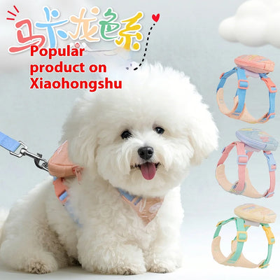 Cute Korean-Style Dog Harness & Leash – No-Pull Adjustable Vest for Small Pets, Ideal for Walks