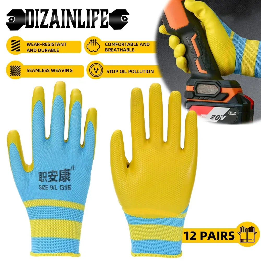 Safety Work Gloves Non-slip Wear-resistant Breathable Nitrile Gloves Rubber Protective Equipment Soft Puncture Proof