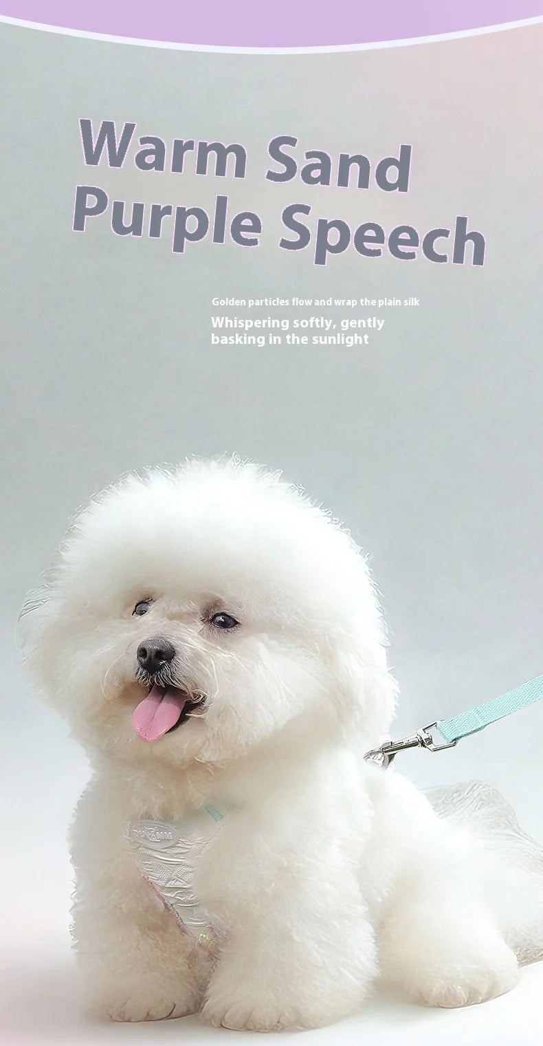 Cute Korean-Style Dog Harness & Leash – No-Pull Adjustable Vest for Small Pets, Ideal for Walks