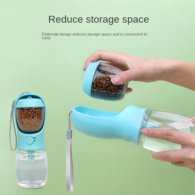 Portable Dog & Cat Water Bottle with Food Container – Travel Feeder Bowl for Pets | Easy Outdoor Hydration