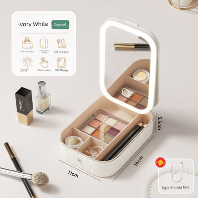 Carry Foldable Storage Box Dormitory Students Cosmetic Mirror