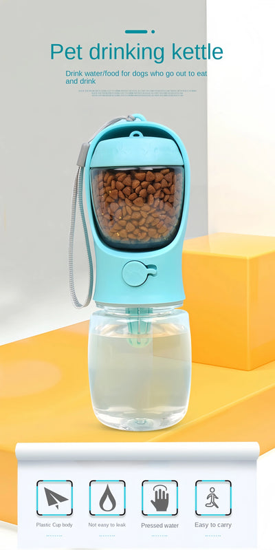 Portable Dog & Cat Water Bottle with Food Container – Travel Feeder Bowl for Pets | Easy Outdoor Hydration