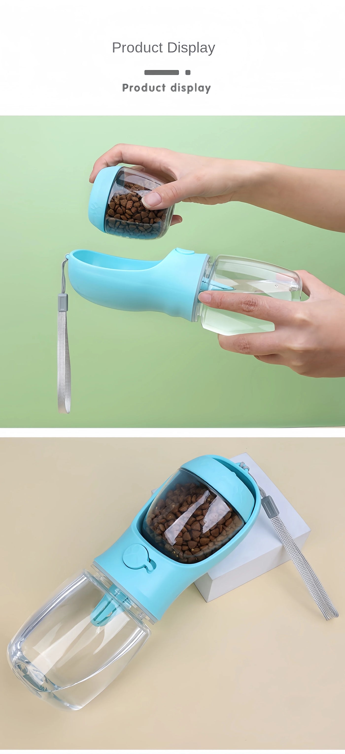 Portable Dog & Cat Water Bottle with Food Container – Travel Feeder Bowl for Pets | Easy Outdoor Hydration