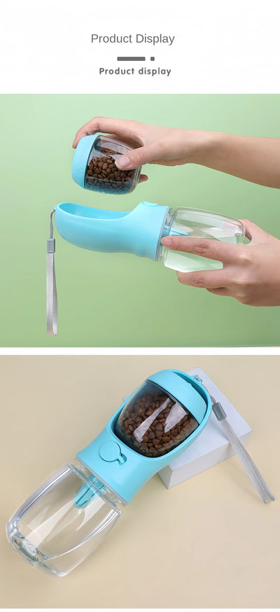 Portable Dog & Cat Water Bottle with Food Container – Travel Feeder Bowl for Pets | Easy Outdoor Hydration
