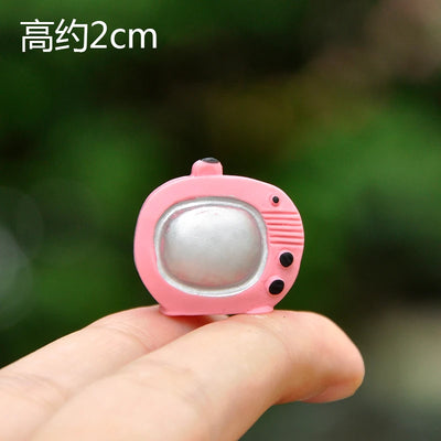 Retro Appliances Model Miniature Camera Gramophone TV Radio Fan Wall Clock DIY Doll House Decor, Terrarium Landscape Figurines
