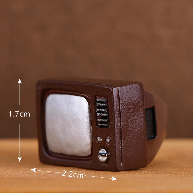 Retro Appliances Model Miniature Camera Gramophone TV Radio Fan Wall Clock DIY Doll House Decor, Terrarium Landscape Figurines