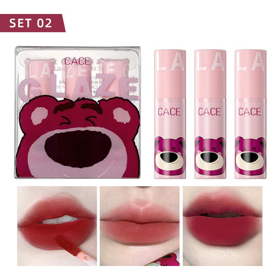 CACE 3 Pcs Sweet Liquid Lipstick Set Matte Velvet Lip Glaze Waterproof Long Lasting Non-marking Lip Tint Cosmetic Kits Lipgloss