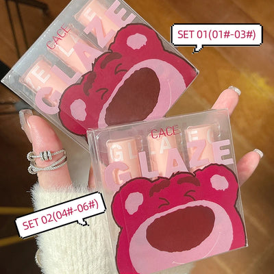 CACE 3 Pcs Sweet Liquid Lipstick Set Matte Velvet Lip Glaze Waterproof Long Lasting Non-marking Lip Tint Cosmetic Kits Lipgloss